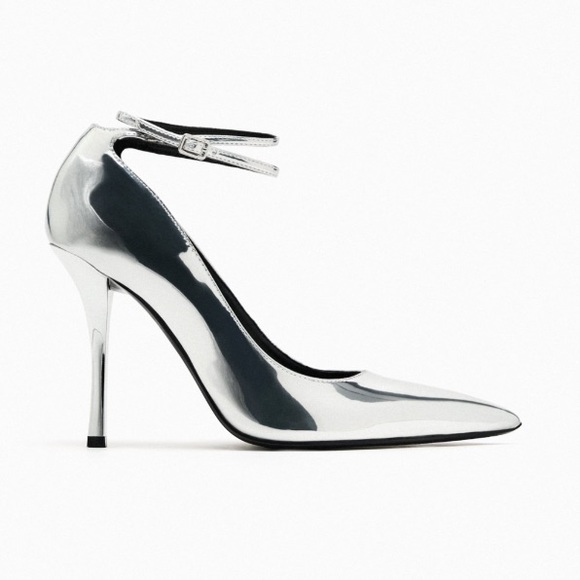 NEW! Zara Silver Metallic Heels - Picture 3 of 13